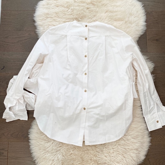 LOEIL White Ruffle Button Down Shirt - Picture 7 of 8